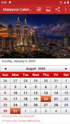 Malaysia Calendar 2020 android App screenshot 1